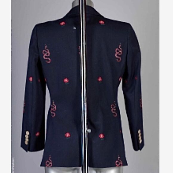 Gucci Embroidered Snake Navy Wool Jacket IT38 by Alessandro Michele - Picture 3 of 6